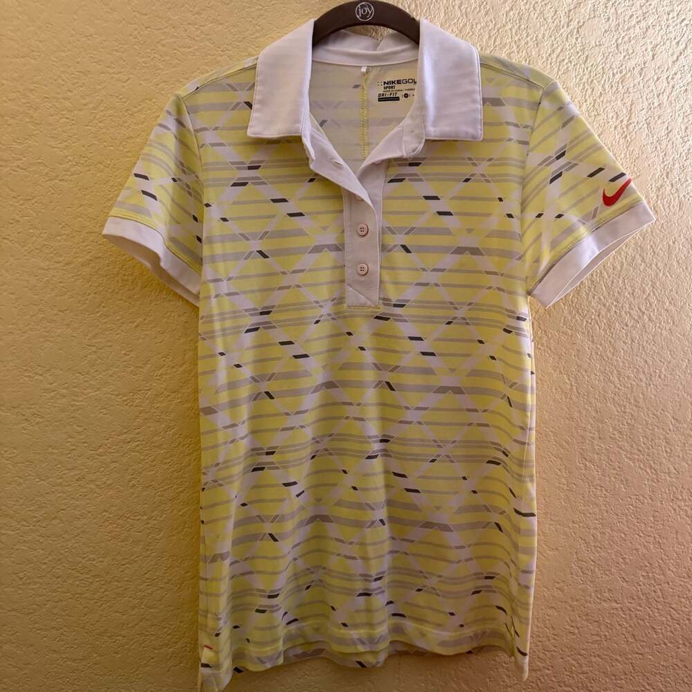 Nike Golf Sport Dri-Fit Geometric Diamond Pattern Polo Shirt Women's Medium